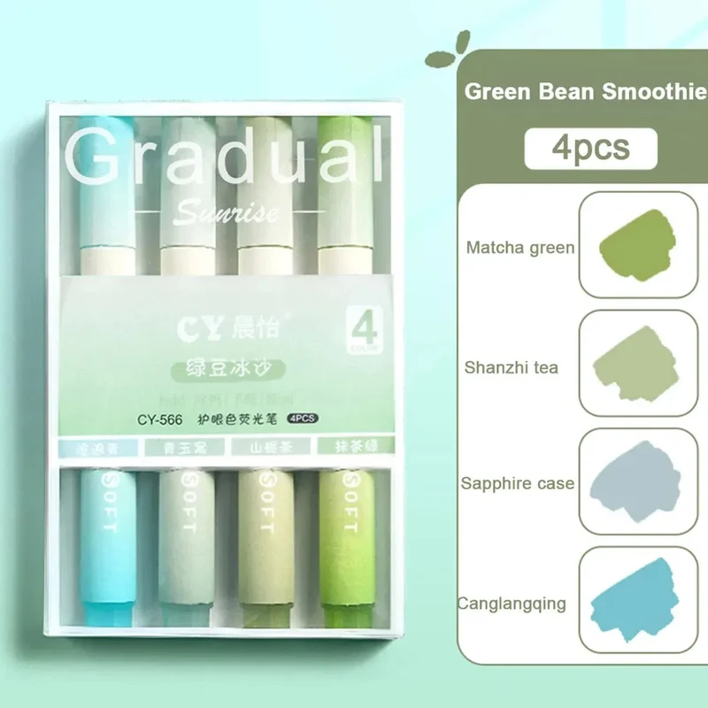 4-teiliges Textmarker-Set, Pastellstifte, Farbmarker, Farben, Kawaii, süß, für Kinder, Schreibwaren, ästhetisches Büro, Schulbedarf