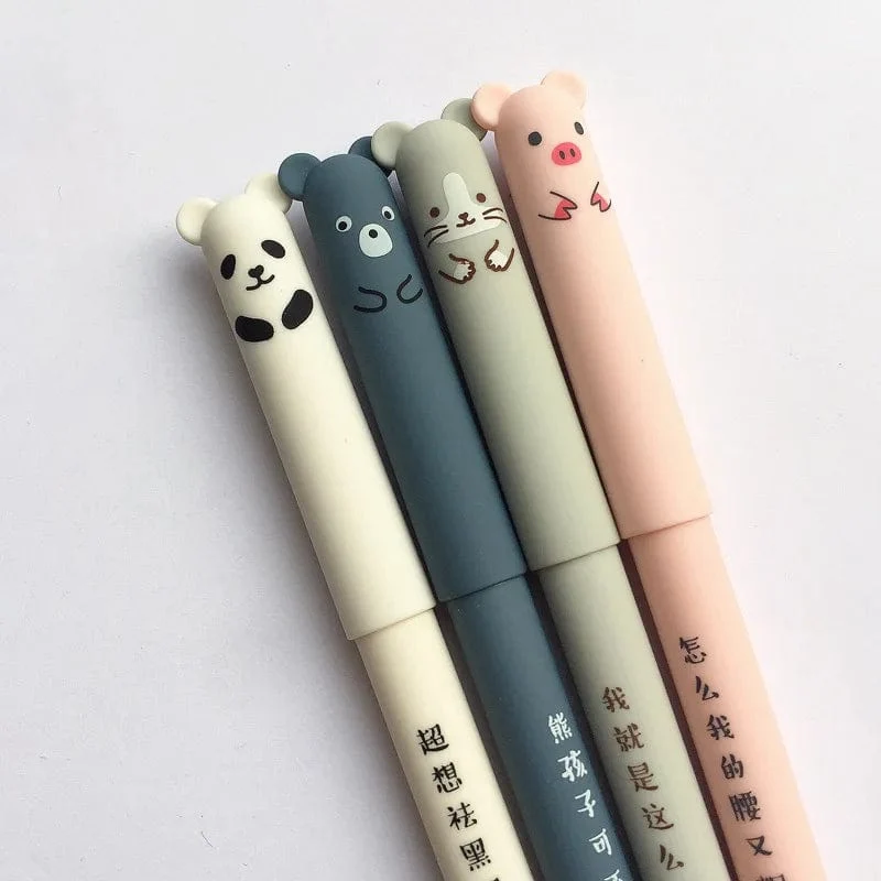 Kawaii Schwein Bär Katze Maus löschbaren Gel Stift Schule Bürobedarf Schreibwaren Geschenk 0.35 mm blau schwarze Tinte