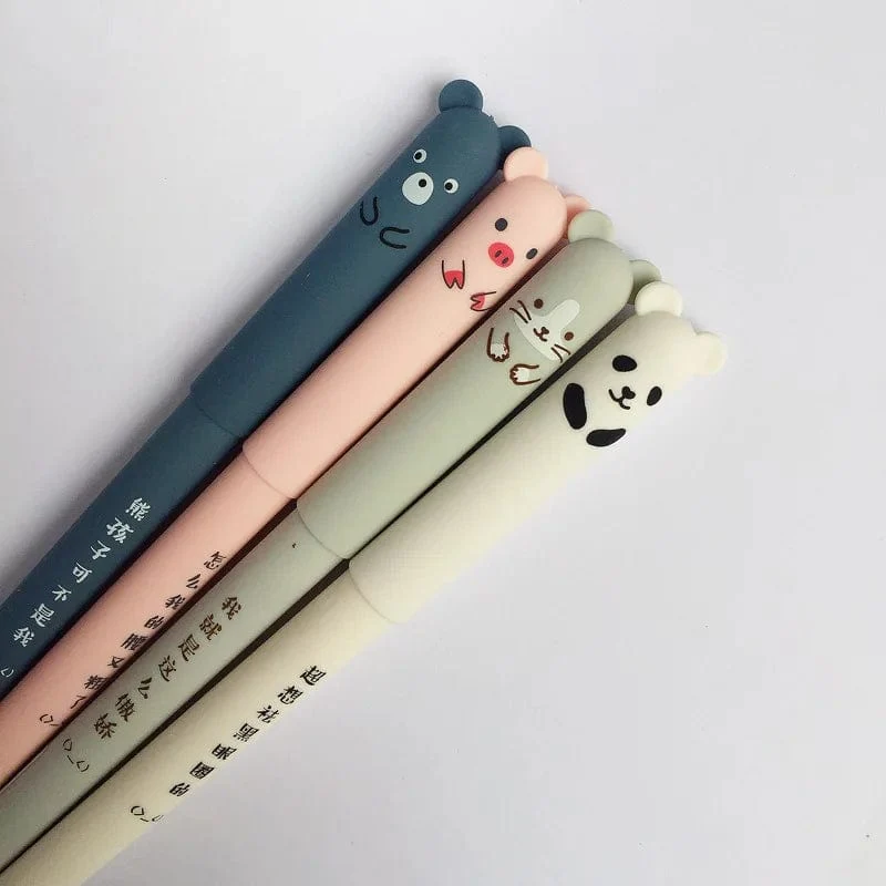 Kawaii Schwein Bär Katze Maus löschbaren Gel Stift Schule Bürobedarf Schreibwaren Geschenk 0.35 mm blau schwarze Tinte