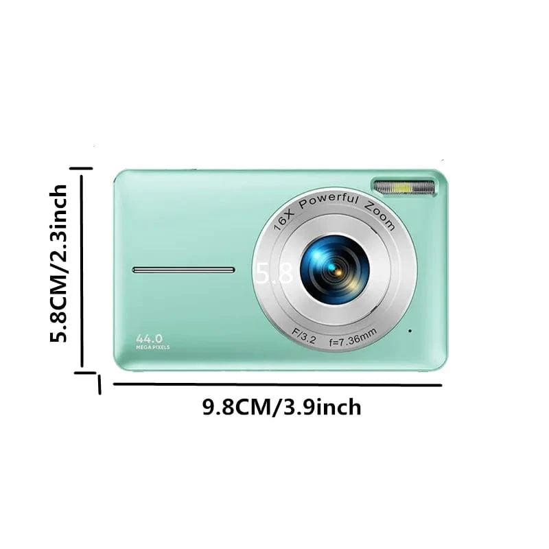 HD 1080P 2.4-Zoll-Digitalkamera Wiederaufladbare Kameras mit 16-fachem Zoom Kompaktkamera 44MP Kameras für Kinder Anfängerkamera