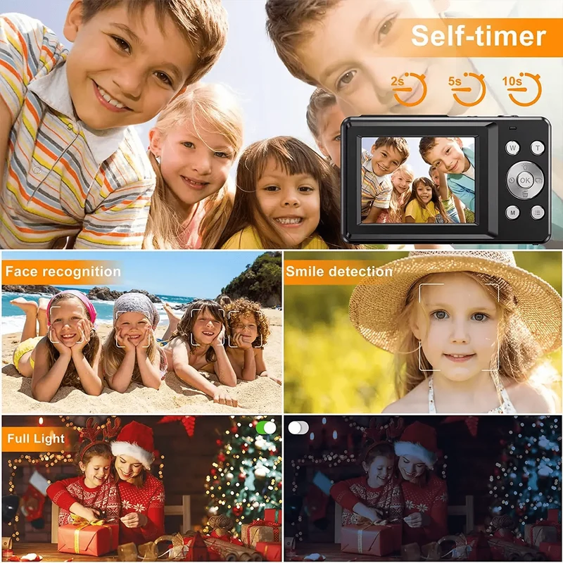 HD 1080P 2.4-Zoll-Digitalkamera Wiederaufladbare Kameras mit 16-fachem Zoom Kompaktkamera 44MP Kameras für Kinder Anfängerkamera