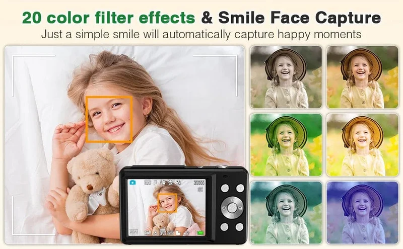 HD 1080P 2.4-Zoll-Digitalkamera Wiederaufladbare Kameras mit 16-fachem Zoom Kompaktkamera 44MP Kameras für Kinder Anfängerkamera