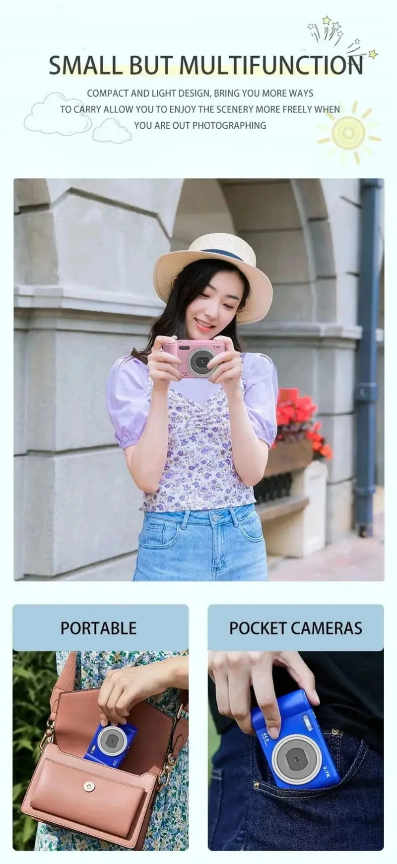 Digitalkamera Autofokuskamera für Kinderspielzeug Camcorder mit 8-fachem Zoom Kompaktkameras 1080P-Kameras für Anfängerfotografie