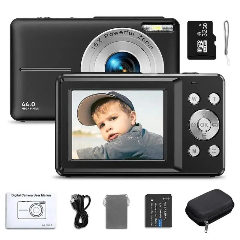 HD 2.4 zoll 1080P digital Kamera Wiederaufladbare Kameras mit 16x Zoom Kompakte Kamera 44MP Kameras für kinder Mädchen kamera digit