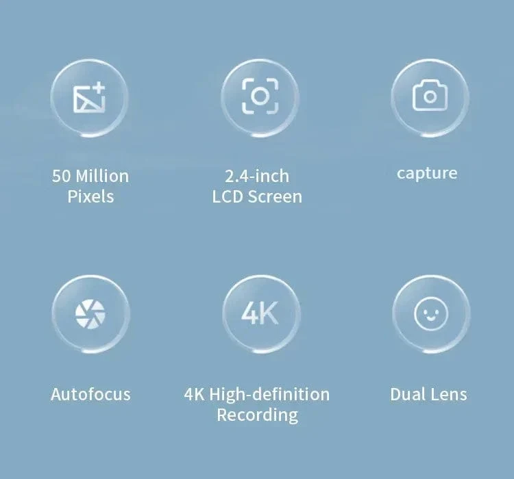 4K-Digitalkamera, Reise-Selfie-Kamera, 50 Megapixel, HD-Fotografie, 2.4-Zoll-Bildschirm, Einsteiger-Selfie-Mini-Retro-Kamera für den Kindercampus