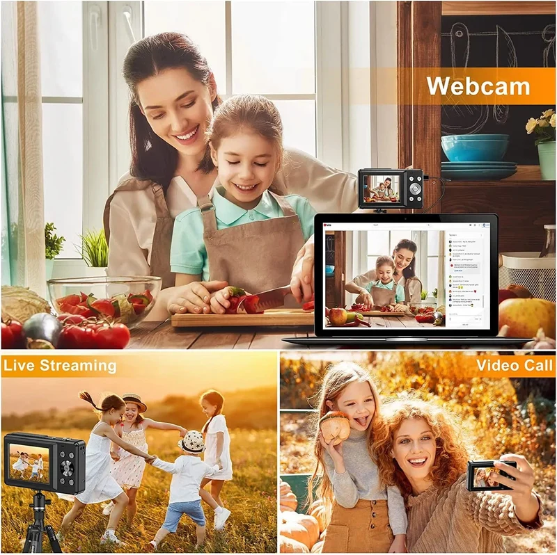 HD 1080P Digitalkamera 2.4 Zoll Wiederaufladbare Kameras mit 16-fachem Zoom Kompaktkamera 44MP Kameras für Kinder Mädchen Kamera Digit