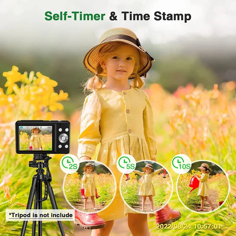 HD 1080P Digitalkamera 2.4 Zoll Wiederaufladbare Kameras mit 16-fachem Zoom Kompaktkamera 44MP Kameras für Kinder Mädchen Kamera Digit