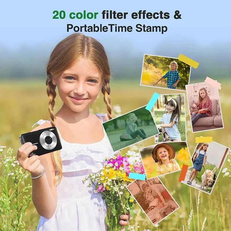 HD 1080P Digitalkamera 2.4 Zoll Wiederaufladbare Kameras mit 16-fachem Zoom Kompaktkamera 44MP Kameras für Kinder Mädchen Kamera Digit
