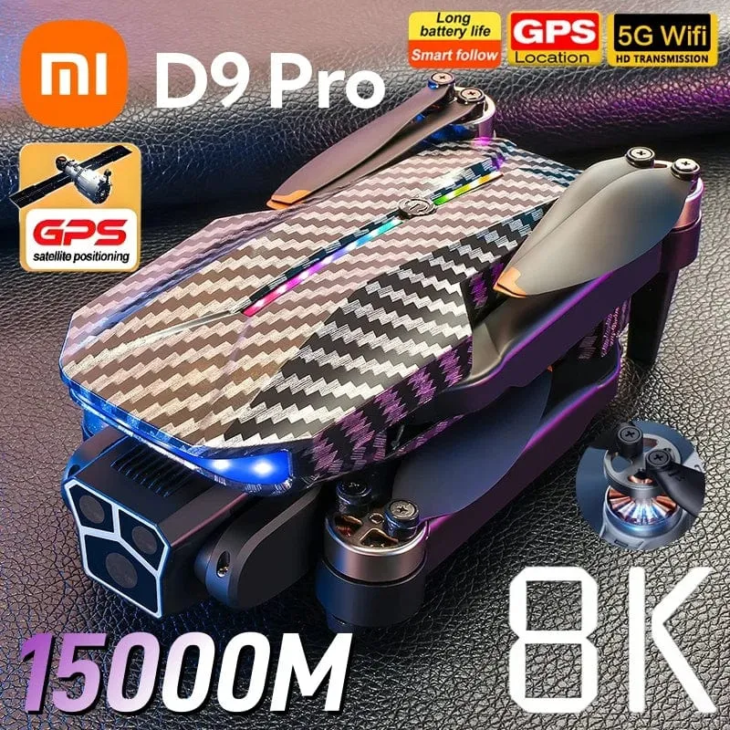 Xiaomi D9 Drohne 8K Professionelle Dreifachkamera Hindernisvermeidung Optischer Fluss Fernbedienung Ein-Tasten-Rückkehr Bürstenloser Motor 15000M