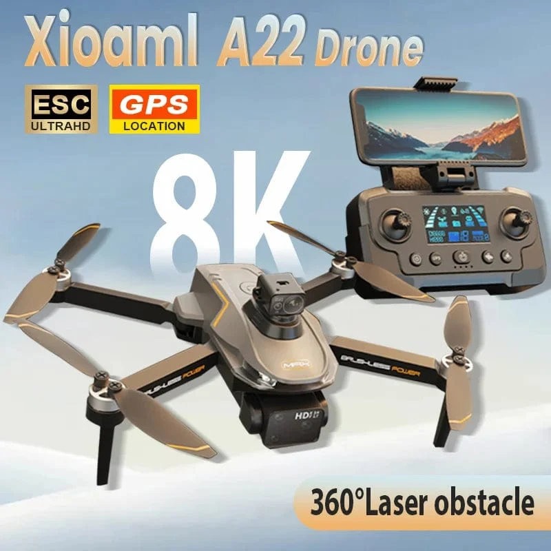 2024 Neue A22 RC-Drohne 8K Professionelle Doppelkamera-Luftaufnahme 360° Quadcopter RC Hindernisvermeidung Optischer Fluss Luftaufnahme 4K-Drohne