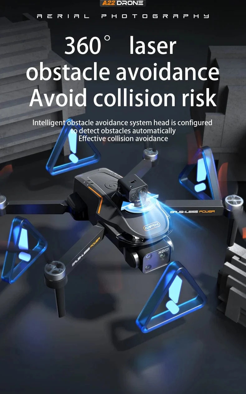 2024 Neue A22 RC-Drohne 8K Professionelle Doppelkamera-Luftaufnahme 360° Quadcopter RC Hindernisvermeidung Optischer Fluss Luftaufnahme 4K-Drohne