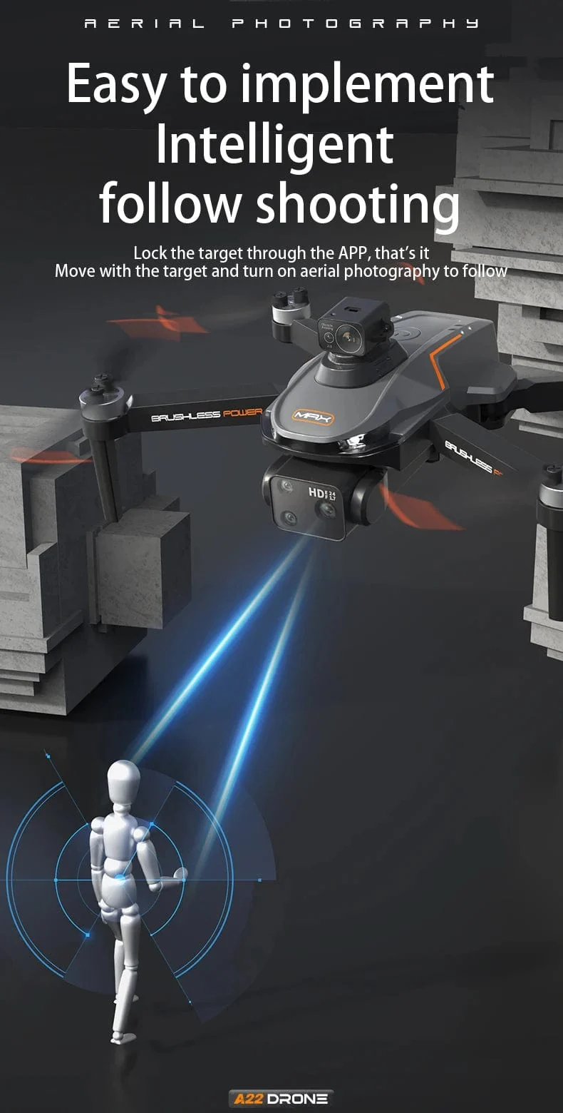 2024 Neue A22 RC-Drohne 8K Professionelle Doppelkamera-Luftaufnahme 360° Quadcopter RC Hindernisvermeidung Optischer Fluss Luftaufnahme 4K-Drohne