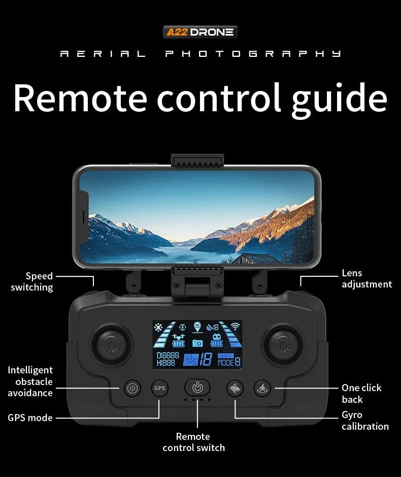 2024 Neue A22 RC-Drohne 8K Professionelle Doppelkamera-Luftaufnahme 360° Quadcopter RC Hindernisvermeidung Optischer Fluss Luftaufnahme 4K-Drohne