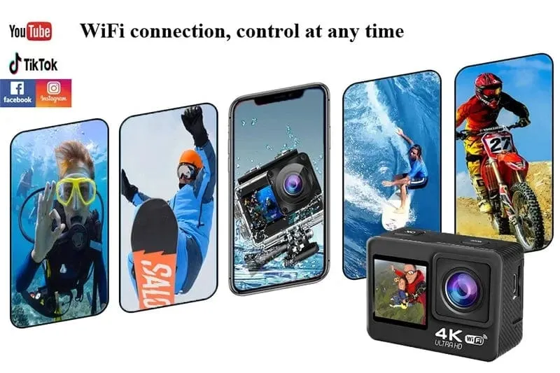 Ultra HD 4K Original Action Kamera 30FPS WiFi 170D Tauchen Unterwasser Wasserdicht Helm Vedio Fernbedienung Mini Sport Cam DV