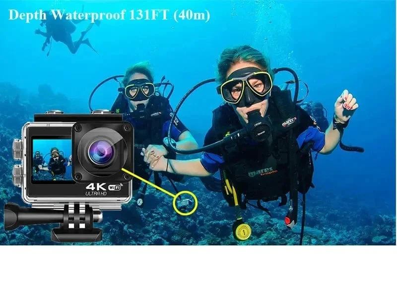 Ultra HD 4K Original Action Kamera 30FPS WiFi 170D Tauchen Unterwasser Wasserdicht Helm Vedio Fernbedienung Mini Sport Cam DV