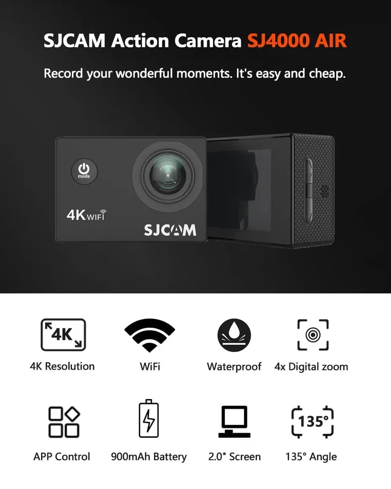 SJCAM Action Kamera SJ4000 AIR 4K 30PFS 1080P 4x Zoom WIFI Sport Video Action Kameras Motorrad Fahrradhelm Wasserdichte cam