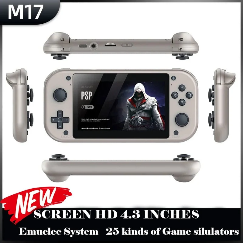 M17 Handheld-Videospielkonsole 64G 128G Open Source Linux-System 4.3-Zoll-Bildschirm Tragbarer Taschenvideoplayer Retro-Gaming-Conso