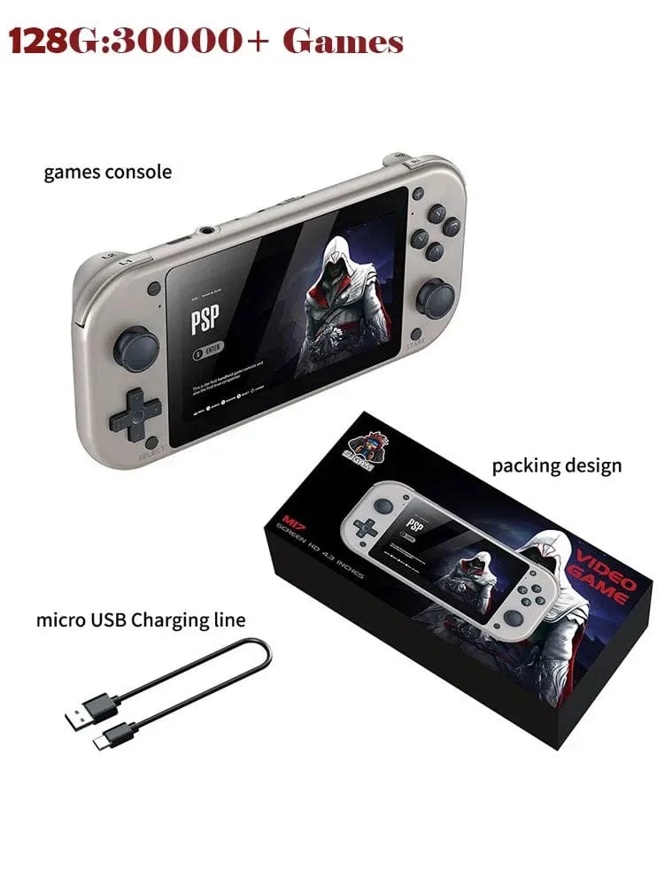 M17 Handheld-Videospielkonsole 64G 128G Open Source Linux-System 4.3-Zoll-Bildschirm Tragbarer Taschenvideoplayer Retro-Gaming-Conso