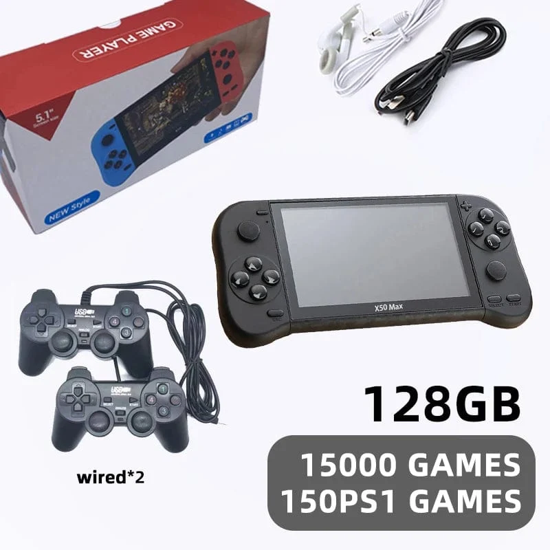 VILCORN X50 MAX Handheld-Spielkonsole für PS1, Retro-Spiele, Kinder-Videospiel-Player für GBA/SNES, tragbare Audio-Spielekonsole