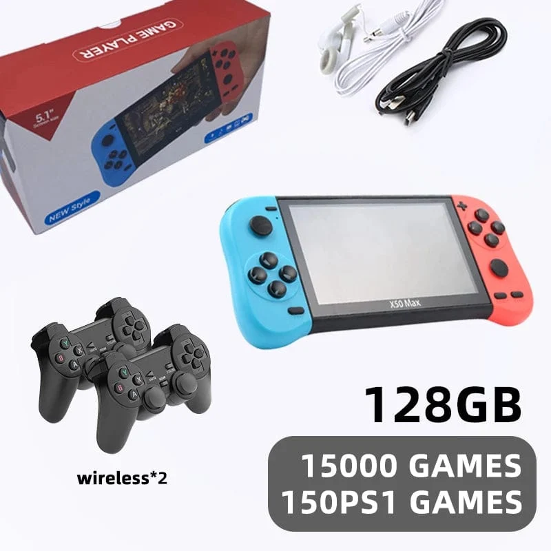 VILCORN X50 MAX Handheld-Spielkonsole für PS1, Retro-Spiele, Kinder-Videospiel-Player für GBA/SNES, tragbare Audio-Spielekonsole