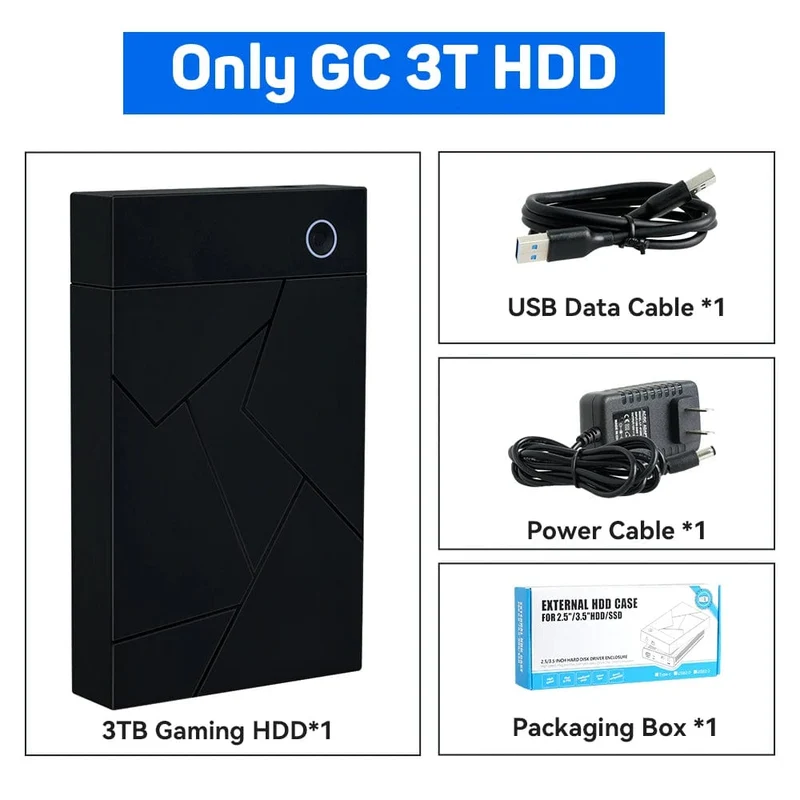 Tragbare Gaming-Festplatte mit 3 TB, LaunchBox/Retrobat/Playnite Retro-Spielekonsole mit über 17300 AAA-/3D-/Retro-Spielen für PS4/PS3/PS2/Switch/Wii