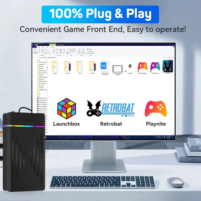 Tragbare Gaming-Festplatte mit 3 TB, LaunchBox/Retrobat/Playnite Retro-Spielekonsole mit über 17300 AAA-/3D-/Retro-Spielen für PS4/PS3/PS2/Switch/Wii