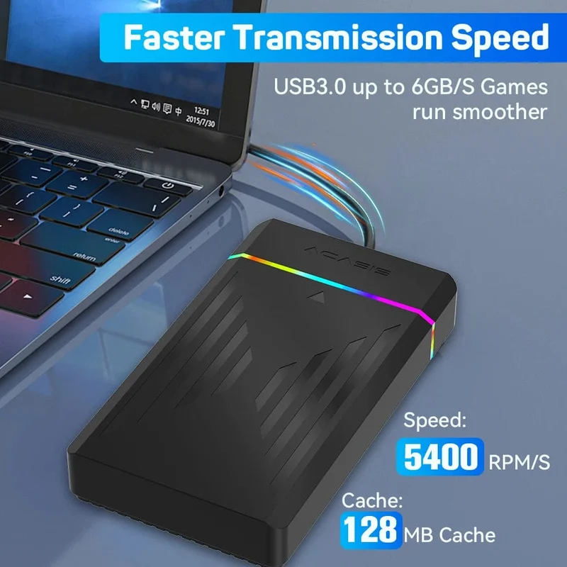 Tragbare Gaming-Festplatte mit 3 TB, LaunchBox/Retrobat/Playnite Retro-Spielekonsole mit über 17300 AAA-/3D-/Retro-Spielen für PS4/PS3/PS2/Switch/Wii