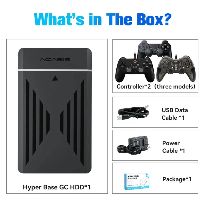 Tragbare Gaming-Festplatte mit 3 TB, LaunchBox/Retrobat/Playnite Retro-Spielekonsole mit über 17300 AAA-/3D-/Retro-Spielen für PS4/PS3/PS2/Switch/Wii