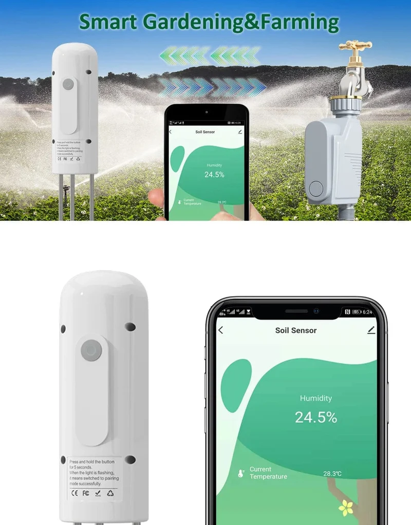 ZIGBEE Anlage Monitor Outdoor Boden Temperatur Meter Feuchtigkeit Feuchtigkeit Tester Sensor Garten Automatisierung Bewässerung TUYA Detektor