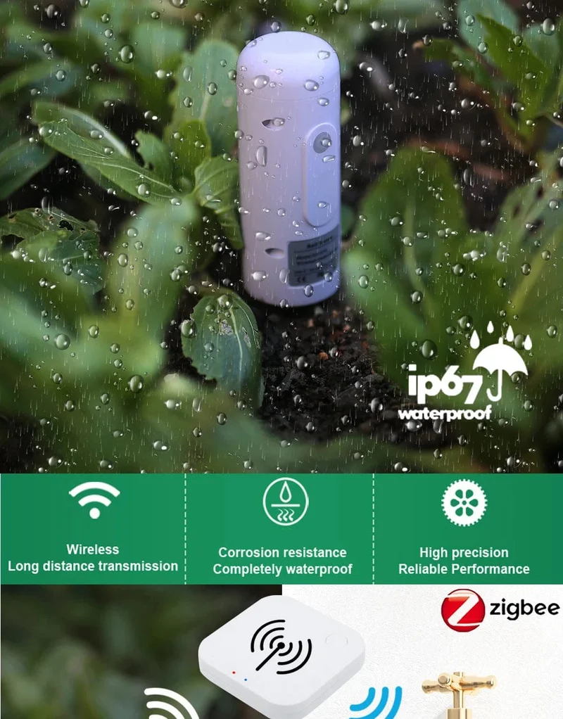 ZIGBEE Anlage Monitor Outdoor Boden Temperatur Meter Feuchtigkeit Feuchtigkeit Tester Sensor Garten Automatisierung Bewässerung TUYA Detektor