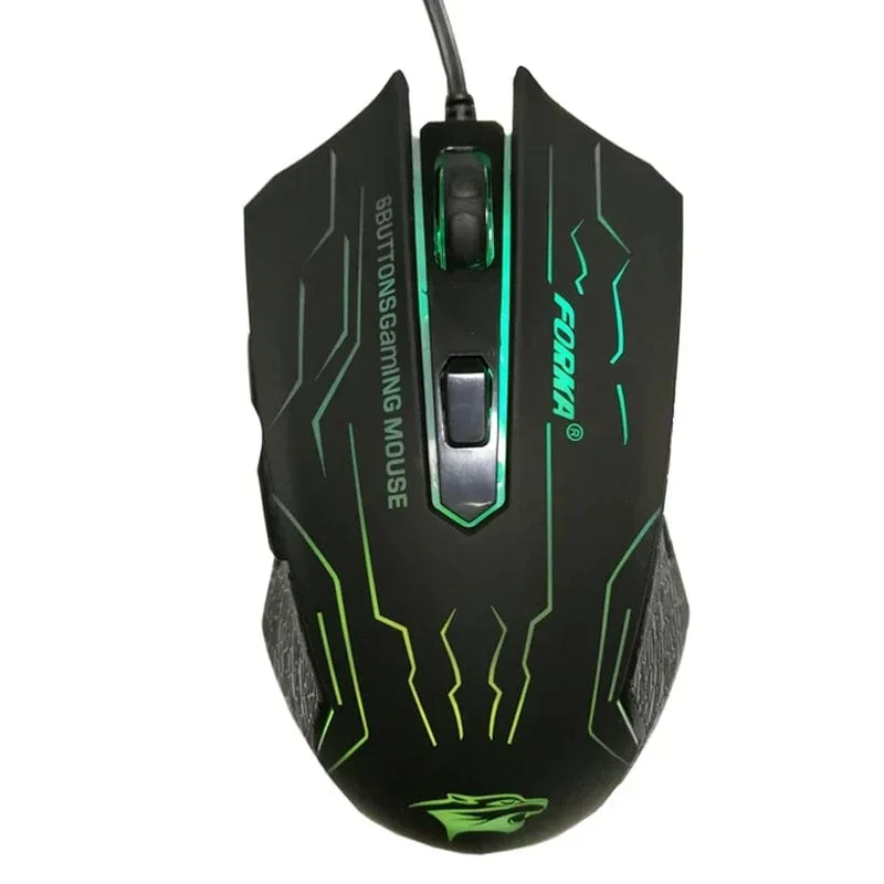 FORKA Silent Click USB-Kabel-Gaming-Maus 6 Tasten 3200 DPI Stumm Optische Computermaus Gamer-Mäuse für PC Laptop Notebook Spiel