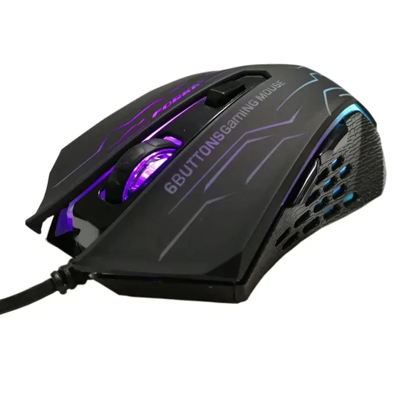 FORKA Silent Click USB-Kabel-Gaming-Maus 6 Tasten 3200 DPI Stumm Optische Computermaus Gamer-Mäuse für PC Laptop Notebook Spiel