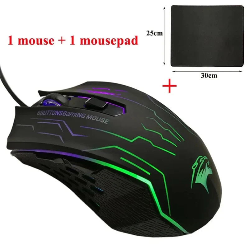 FORKA Silent Click USB-Kabel-Gaming-Maus 6 Tasten 3200 DPI Stumm Optische Computermaus Gamer-Mäuse für PC Laptop Notebook Spiel