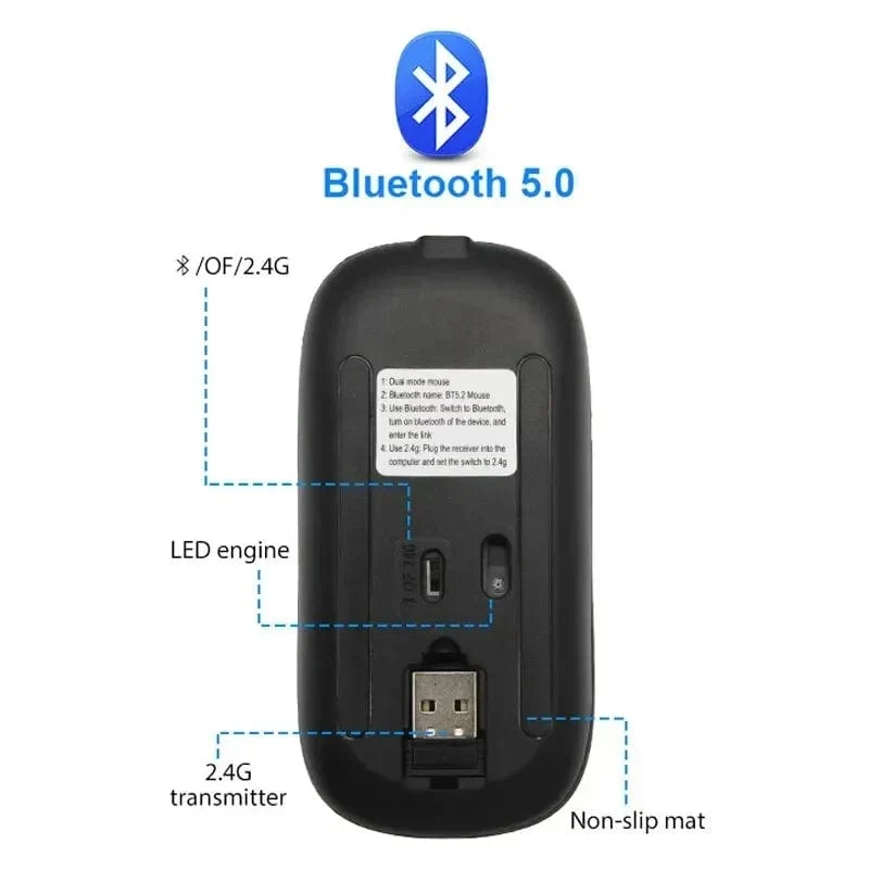 Xiaomi Bluetooth Dual-Modus Drahtlose Maus Wiederaufladbare Stille Beleuchtete Drahtlose Mäuse Für Laptop PC Ergonomische Gaming Maus