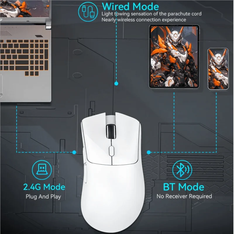Attack Shark R1 1000Hz Bluetooth-Maus, 18000dpi, PAW3311, Tri-Mode-Verbindung, Makro-Gaming-Maus