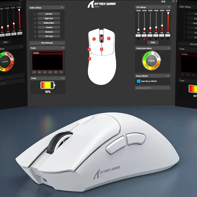 Attack Shark R1 1000Hz Bluetooth-Maus, 18000dpi, PAW3311, Tri-Mode-Verbindung, Makro-Gaming-Maus