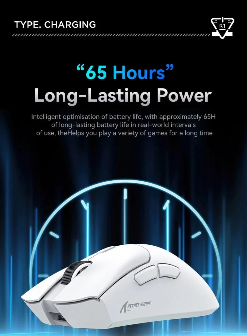 Attack Shark R1 1000Hz Bluetooth-Maus, 18000dpi, PAW3311, Tri-Mode-Verbindung, Makro-Gaming-Maus
