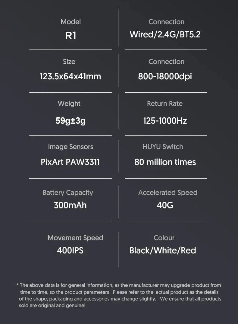 Attack Shark R1 1000Hz Bluetooth-Maus, 18000dpi, PAW3311, Tri-Mode-Verbindung, Makro-Gaming-Maus