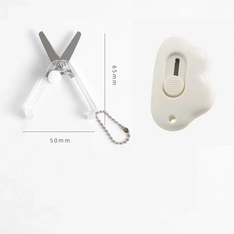 Niedliches Kaninchen in Wolkenfarbe, tragbares Mini-Universalmesser, Papierschneider, Papierschneidemesser, Rasierklinge, Büro- und Schreibwaren, Schneidezubehör