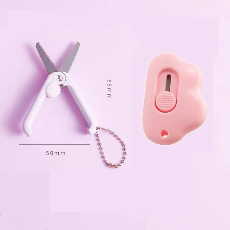 Niedliches Kaninchen in Wolkenfarbe, tragbares Mini-Universalmesser, Papierschneider, Papierschneidemesser, Rasierklinge, Büro- und Schreibwaren, Schneidezubehör