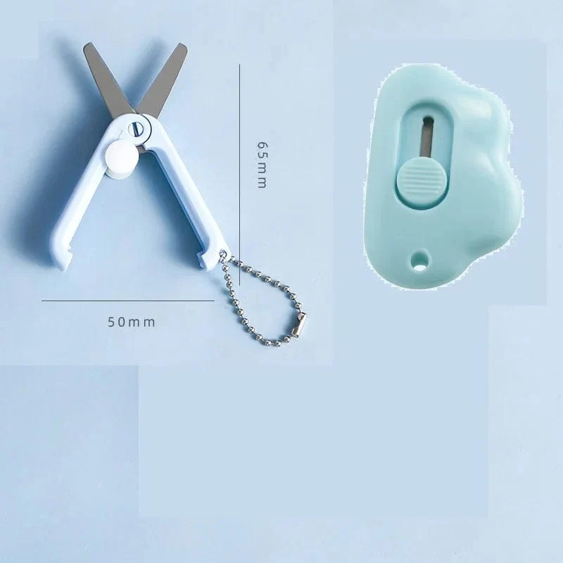 Niedliches Kaninchen in Wolkenfarbe, tragbares Mini-Universalmesser, Papierschneider, Papierschneidemesser, Rasierklinge, Büro- und Schreibwaren, Schneidezubehör