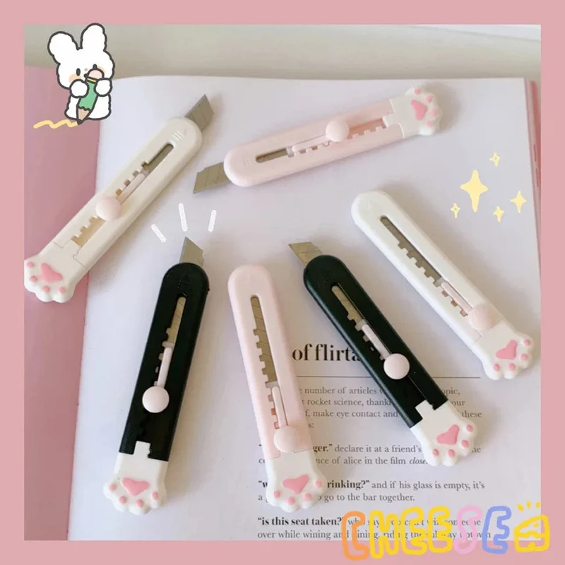 1 STÜCK Kawaii Mini-Taschen-Katzenpfoten-Kunst-Universalmesser Express-Box-Messer Papierschneider Bastelverpackung Nachfüllbare Klinge Schreibwaren