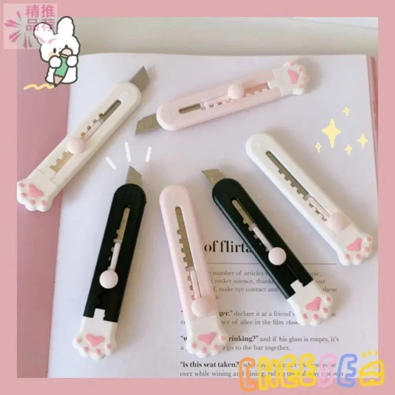 Kawaii Mini-Taschenmesser mit Katzenpfoten-Kunst, Allzweckmesser, Express-Boxmesser, Papierschneider, Basteln, Verpacken, nachfüllbare Klinge, Briefpapier, großer Ausverkauf