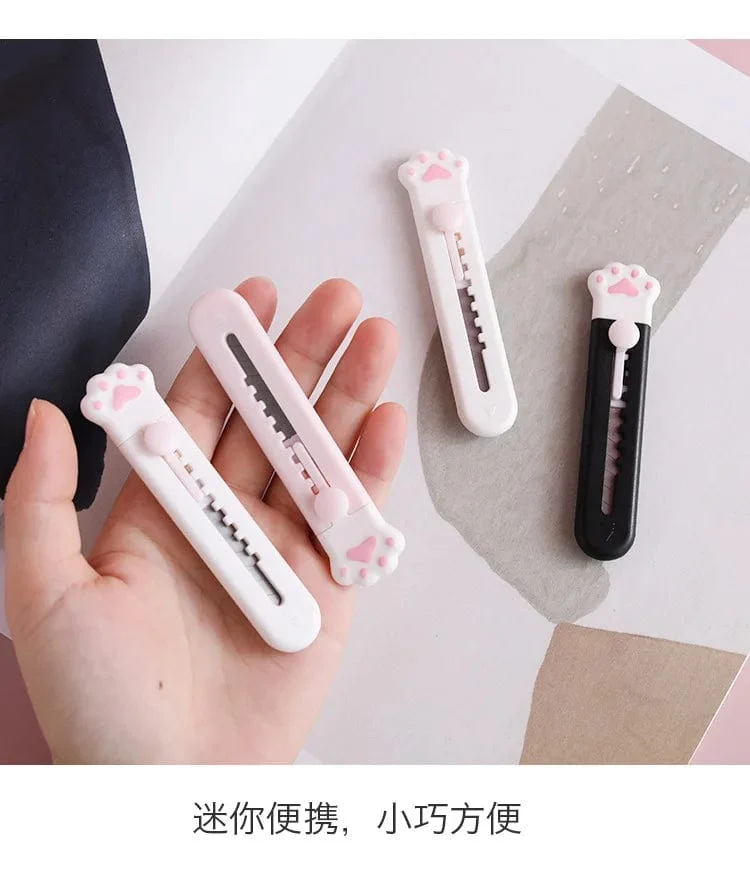 Kawaii Mini-Taschenmesser mit Katzenpfoten-Kunst, Allzweckmesser, Express-Boxmesser, Papierschneider, Basteln, Verpacken, nachfüllbare Klinge, Briefpapier, großer Ausverkauf