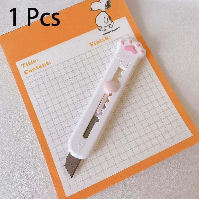 Kawaii Mini-Taschenmesser mit Katzenpfoten-Kunst, Allzweckmesser, Express-Boxmesser, Papierschneider, Basteln, Verpacken, nachfüllbare Klinge, Briefpapier, großer Ausverkauf