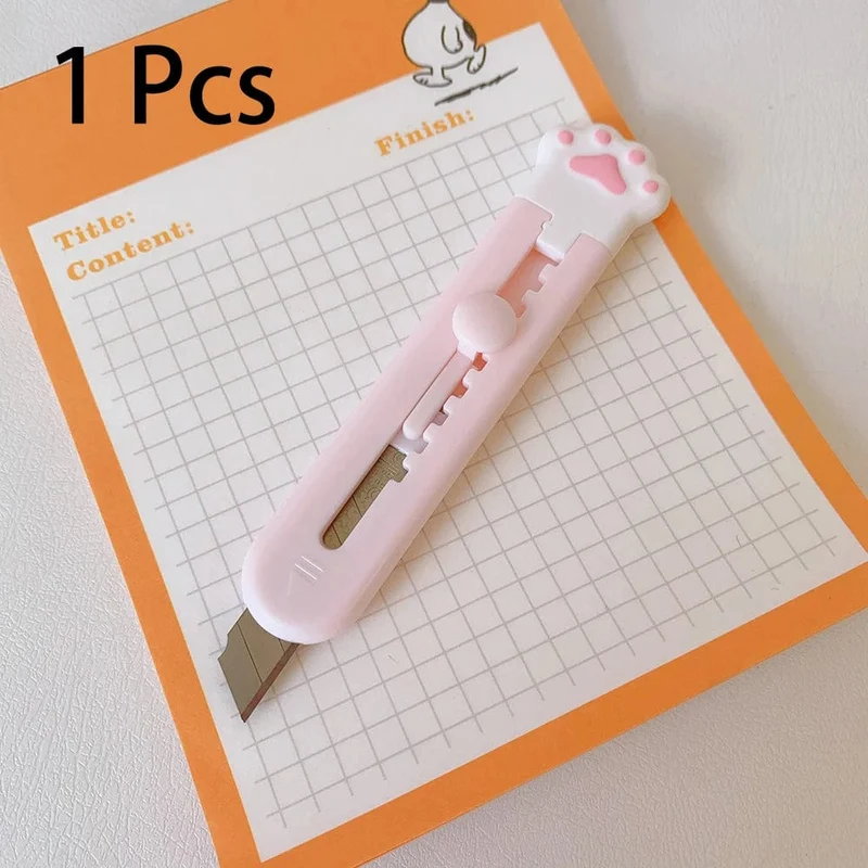 Kawaii Mini-Taschenmesser mit Katzenpfoten-Kunst, Allzweckmesser, Express-Boxmesser, Papierschneider, Basteln, Verpacken, nachfüllbare Klinge, Briefpapier, großer Ausverkauf