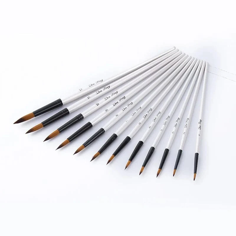 12 Teile/satz Nylon Haar Holzgriff Aquarell Pinsel Stift Set Lernen DIY Öl Acryl Malerei Kunst Pinsel Liefert