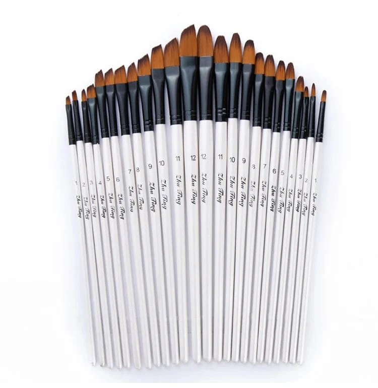12 Teile/satz Nylon Haar Holzgriff Aquarell Pinsel Stift Set Lernen DIY Öl Acryl Malerei Kunst Pinsel Liefert