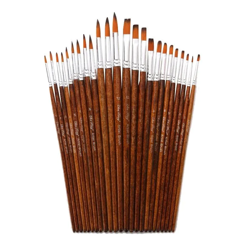 12 Teile/satz Nylon Haar Holzgriff Aquarell Pinsel Stift Set Lernen DIY Öl Acryl Malerei Kunst Pinsel Liefert
