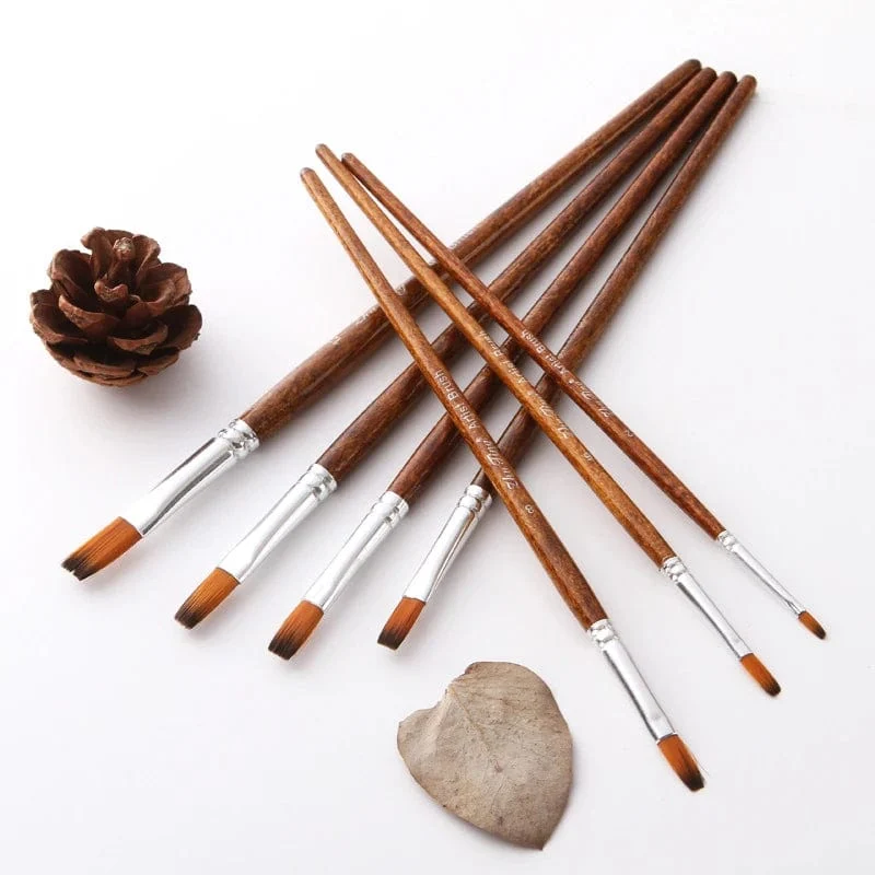 12 Teile/satz Nylon Haar Holzgriff Aquarell Pinsel Stift Set Lernen DIY Öl Acryl Malerei Kunst Pinsel Liefert